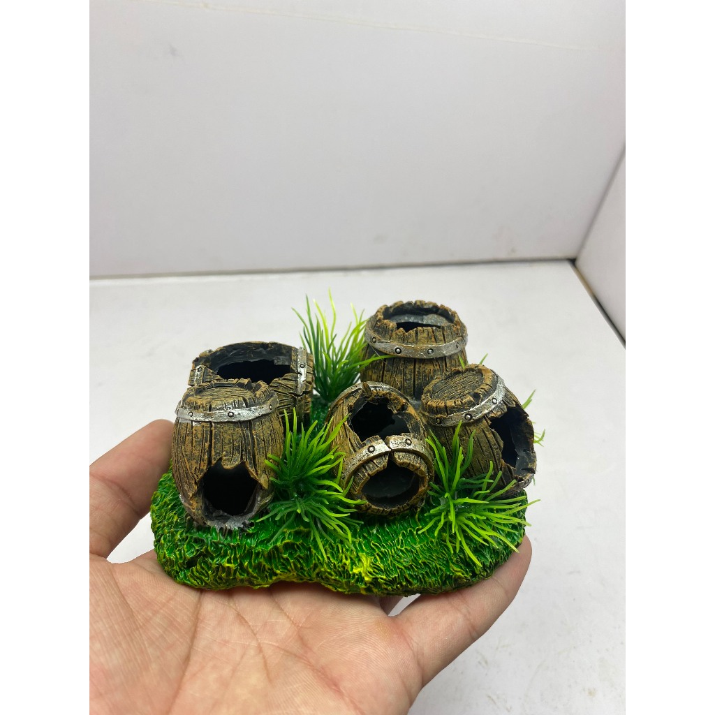 Mô hình thùng Phụ kiện trang trí cho bể cá thiết kế dạng hang động