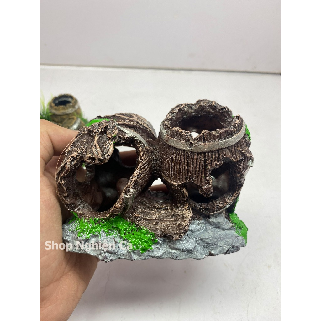 Mô hình thùng Phụ kiện trang trí cho bể cá thiết kế dạng hang động