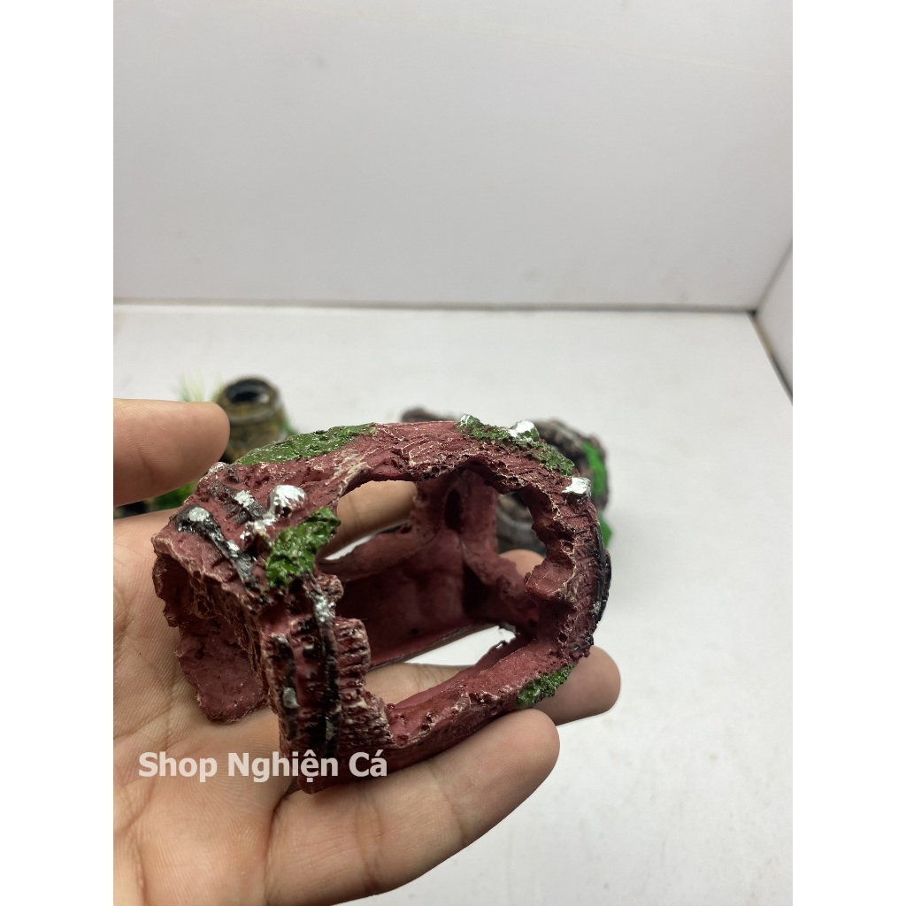 Mô hình thùng Phụ kiện trang trí cho bể cá thiết kế dạng hang động