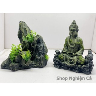 Tượng Phật thiền trang trí bể cá, bể bán cạn, bể thủy sinh Mô hình trang trí