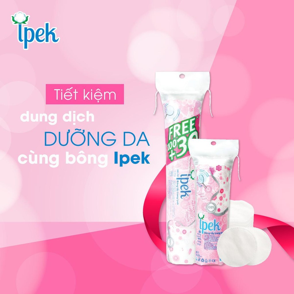 IPEK Bông Tẩy Trang Ipek 150 Miếng, Mềm Mịn Chính Hãng, Cotton, Dập Viền, Nhiều Lớp