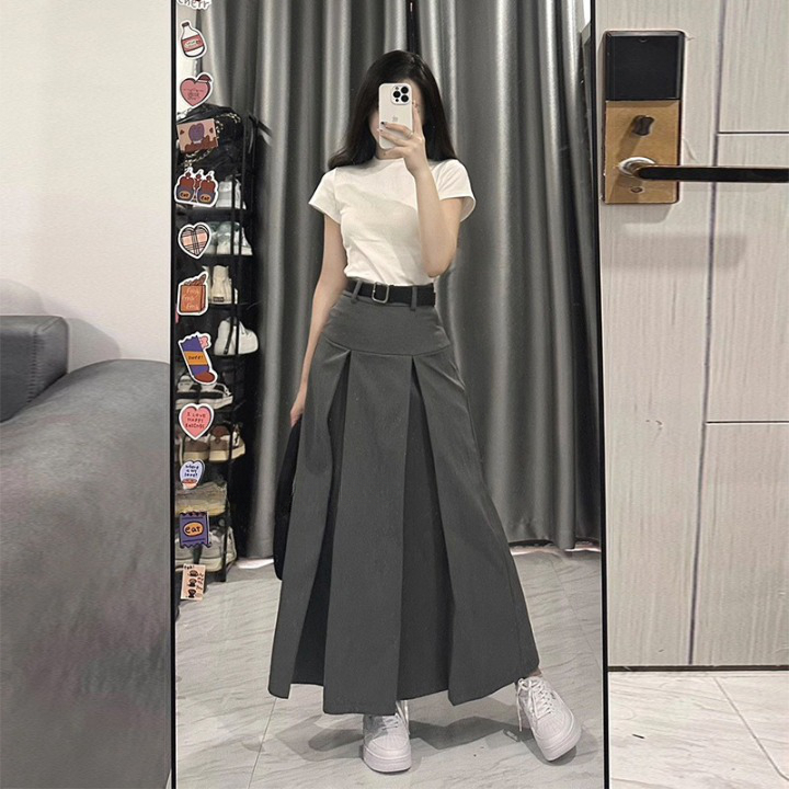 CHÂN VÁY DÁNG DÀI XẾP LY MẶC ĐƯỢC HAI KIỂU SIÊU XINH  MA008