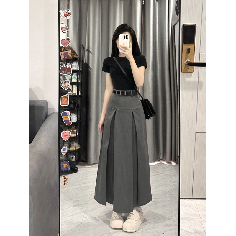 CHÂN VÁY DÁNG DÀI XẾP LY MẶC ĐƯỢC HAI KIỂU SIÊU XINH  MA008