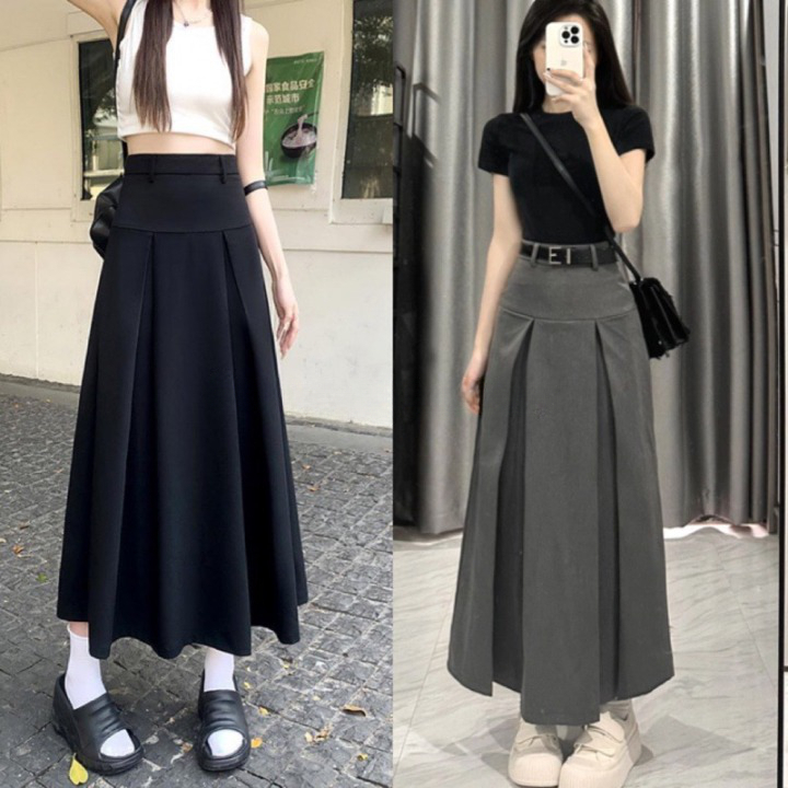 CHÂN VÁY DÁNG DÀI XẾP LY MẶC ĐƯỢC HAI KIỂU SIÊU XINH  MA008