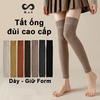 Tất vớ ống dài qua gối, vớ đùi nữ trơn BrI chất vải dày dặn thoáng khí chống dãn khử mùi hôi