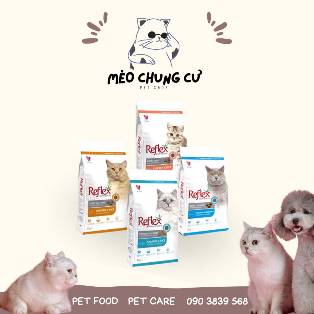 [Mèo] Thức ăn hạt REFLEX Bao trắng 2Kg - Có (1Kg Repack Chiết)
