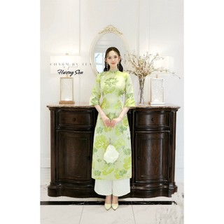 Áo dài thiết kế charm by tea: hương sen set