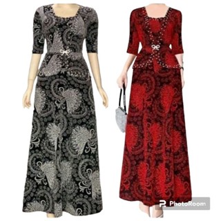 Đầm dạ hội trung niên vải nhũ ánh kim dáng vest giấu bụng, Đầm trung niên dạ hội vest che bụng thun kim tuyến co giãn