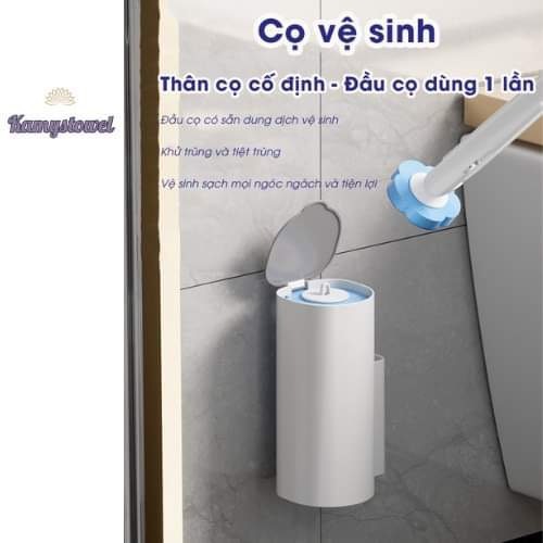 Bộ cọ vệ sinh toilet đa năng  dùng một lần, bàn xoay 360, bao gồm 18 đầu thay thế tiện lợi.