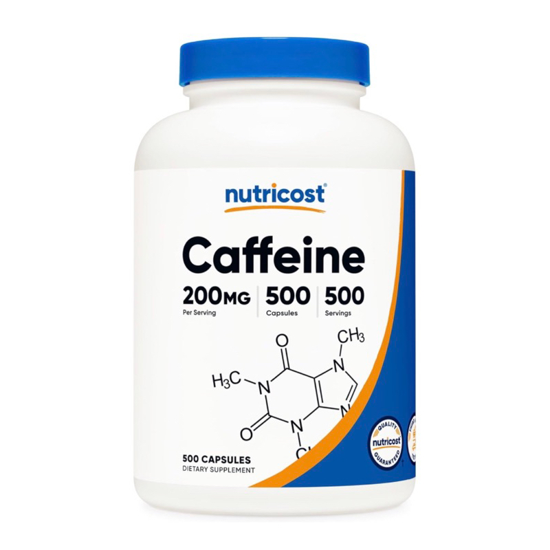 Viên uống Caffeine liều cao Nutricost tăng tập trung, tỉnh táo 500v USA