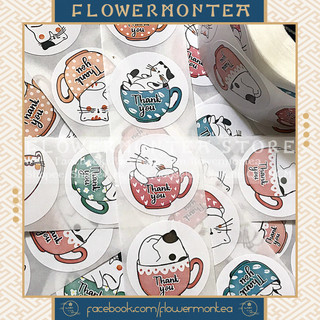 (Mèo Meow 01) Set 90 Sticker Tròn - Thank You