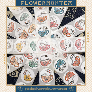 (Mèo Meow 01) Set 90 Sticker Tròn - Thank You
