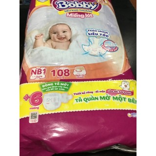 Tặng thêm 6 miếng tã quần bên trong - Miếng Lót Bobby Newborn 1 108 Miếng - Miếng lót sơ sinh Bobby NB1