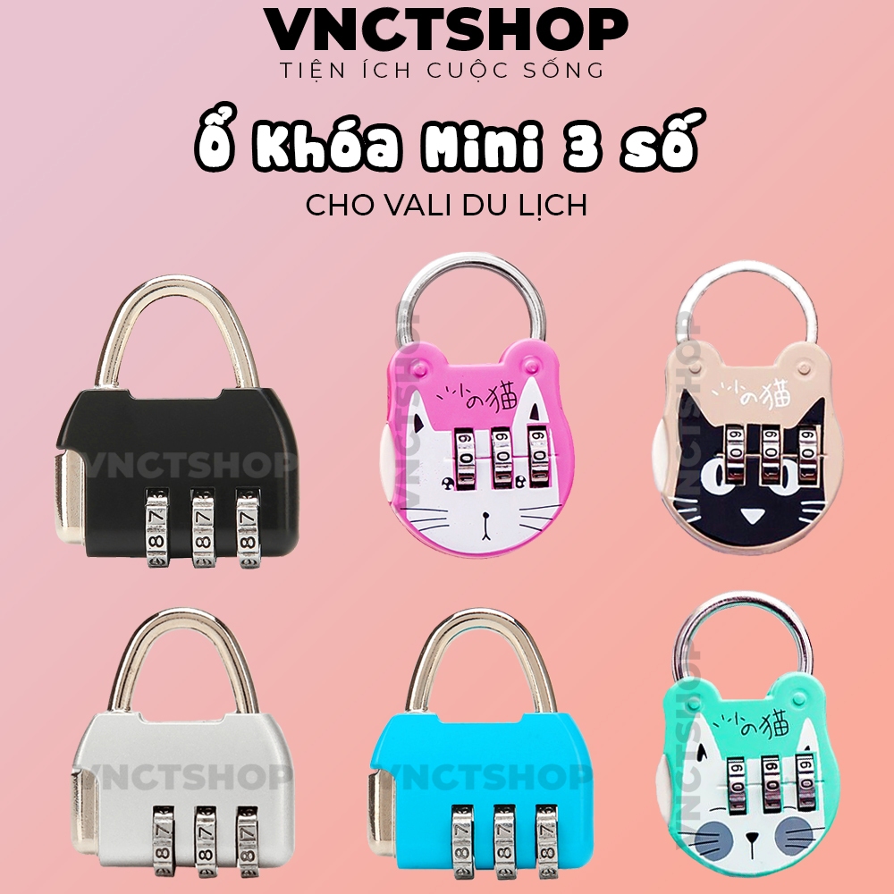 Ổ khóa mini vnctshop , khóa vali mật khẩu mã số cho balo hình túi xách nhỏ cute đi du lịch