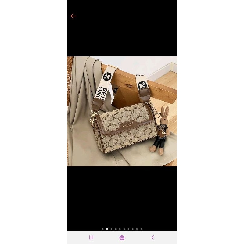 Túi xách đeo chéo nữ, túi xách thời trang Beibaobao kèm móc khóa_Cream Bear Việt Nam