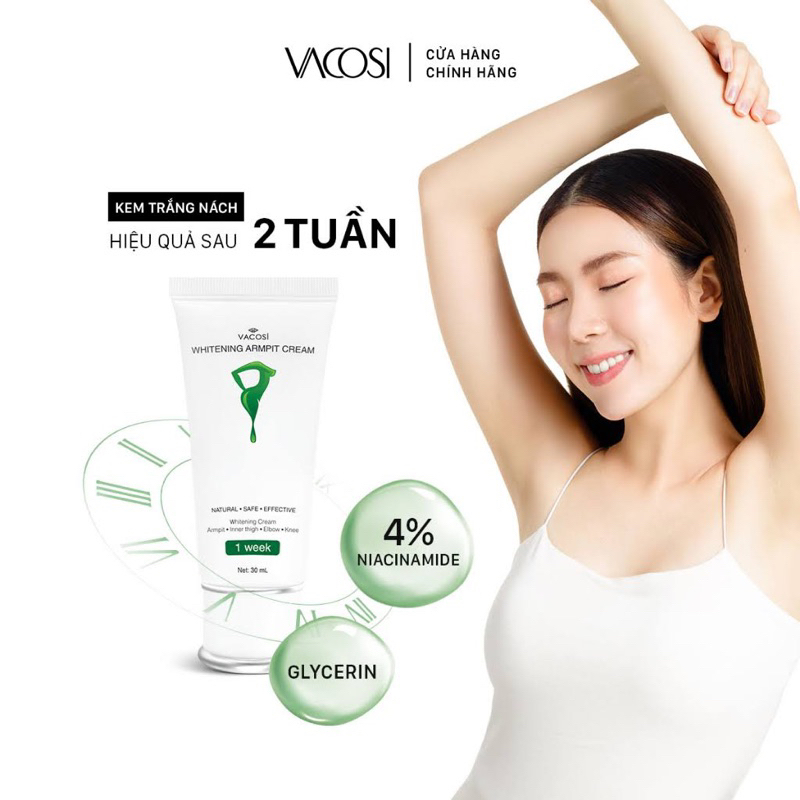 Kem làm sáng vùng da dưới cánh tay Vacosi Whitening Armpit Cream