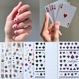 Sticker dán móng tay nail sticker lá bài cơ rô chuồng bích nhiều mẫu mới 2023