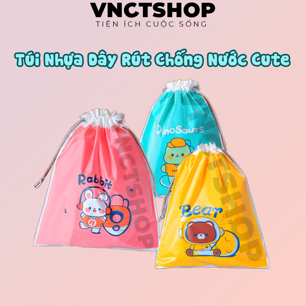 Túi dây rút cute vnctshop, túi nhựa rút dây đựng giày dép quần áo đồ lót du lịch dễ thương chống nước