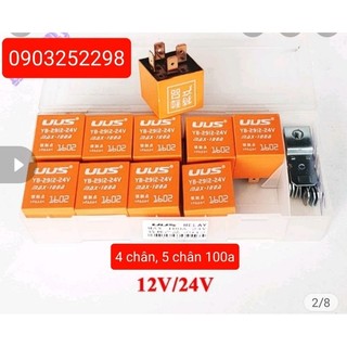 rơ le 4 chân, 5 chân 12v 24v 100a hàng cao cấp cam vuông( giá 01 cái) cao cấp