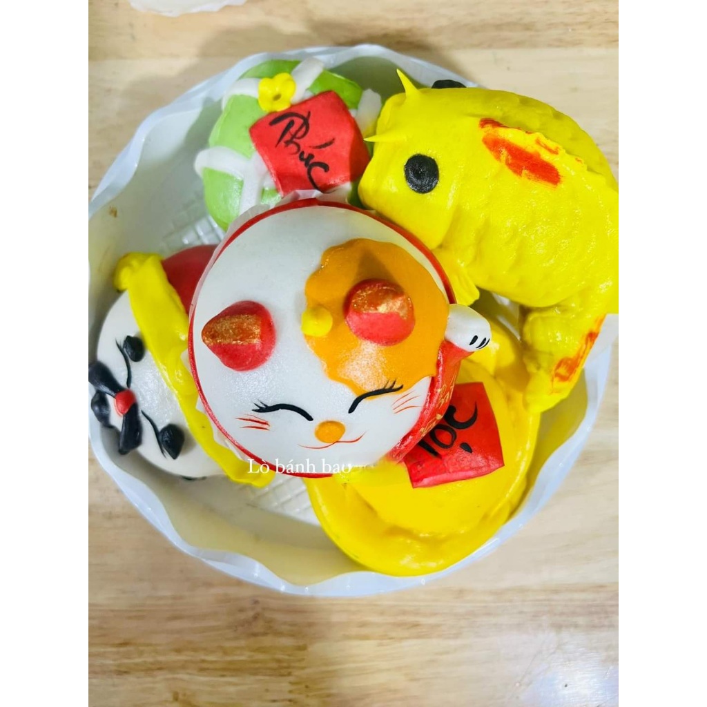 Bánh bao thần tài, túi tiền, thỏi vàng 80gam