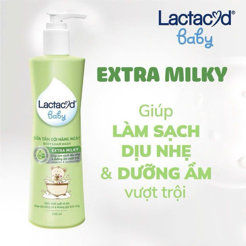 Sữa Tắm Gội Trẻ Em Lactacyd Extra Milky, Gentle Care, Active Play Bảo Vệ, Nuôi Dưỡng Da và Tóc Bé