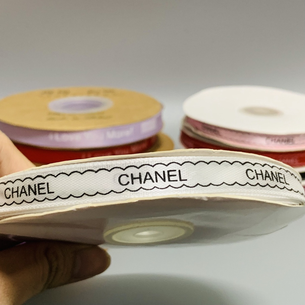 Ruy băng lụa in chữ Chanel 1cm*45m
