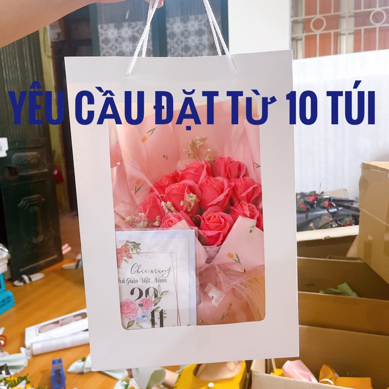 Túi đựng hoa sáp, túi đựng quà tặng, túi giấy mặt kính