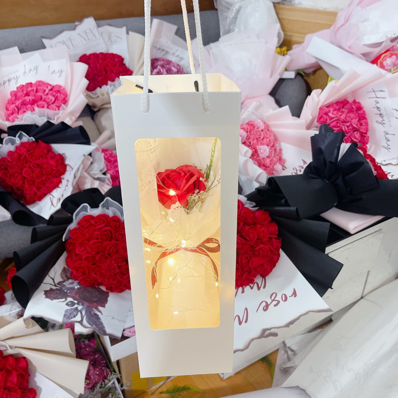 Túi đựng hoa sáp, túi đựng quà tặng, túi giấy mặt kính