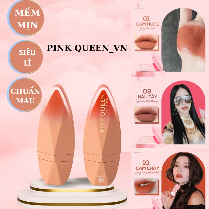 Son lì Pink Queen mềm mịn như nhung chống thấm nước chống khô môi lâu trôi 10ml