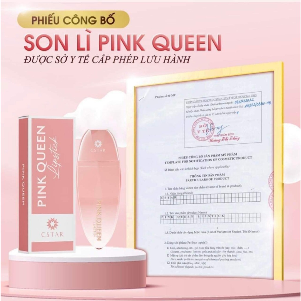 Son lì Pink Queen mềm mịn như nhung chống thấm nước chống khô môi lâu trôi 10ml