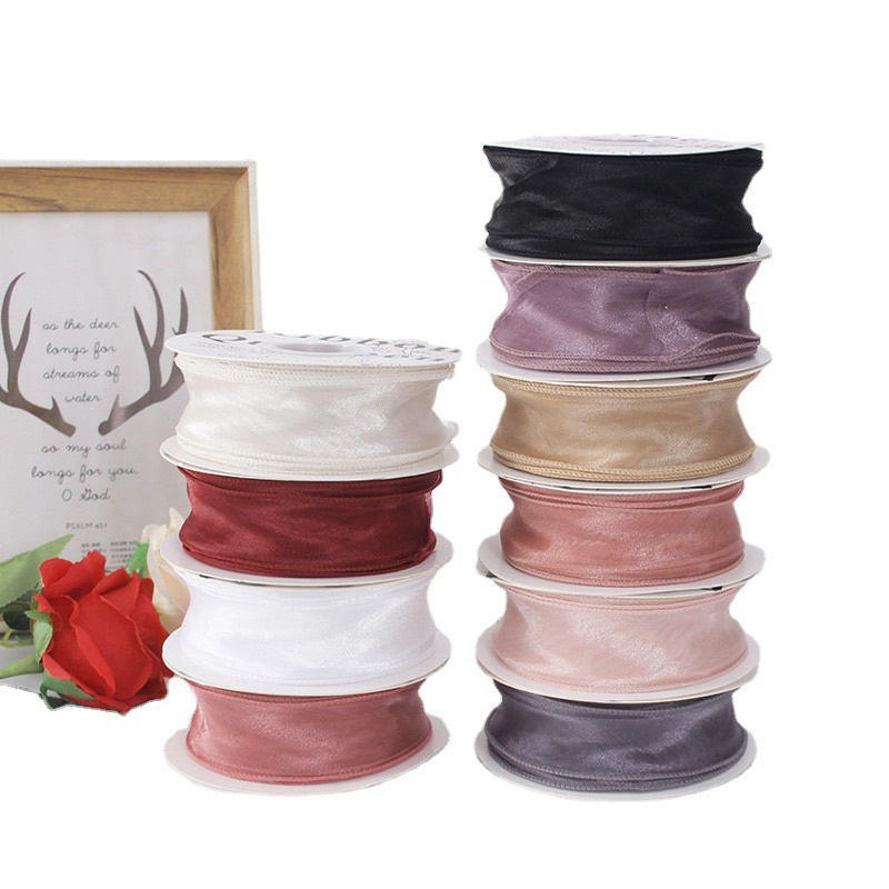 Cuộn ruy băng đuôi cá bản 4cm - 9m, ruy băng voan viền sóng biển trang trí bánh sinh nhật, bó hoa