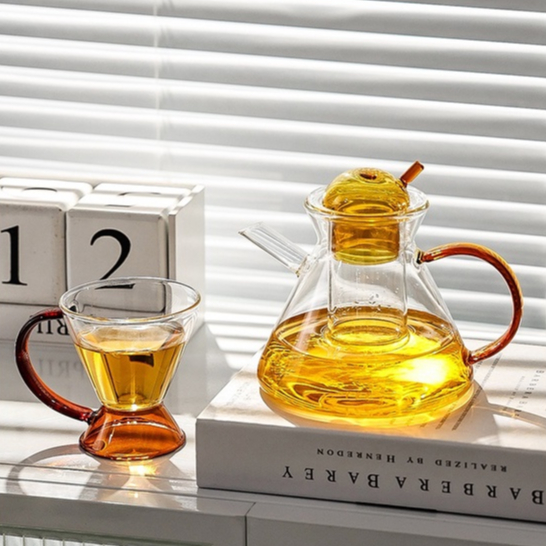 Ấm Thủy Tinh Pha Trà Hoa, Cà Phê Bằng Chất Liệu Thủy Tinh Cao Cấp, Ấm Chén DeCor