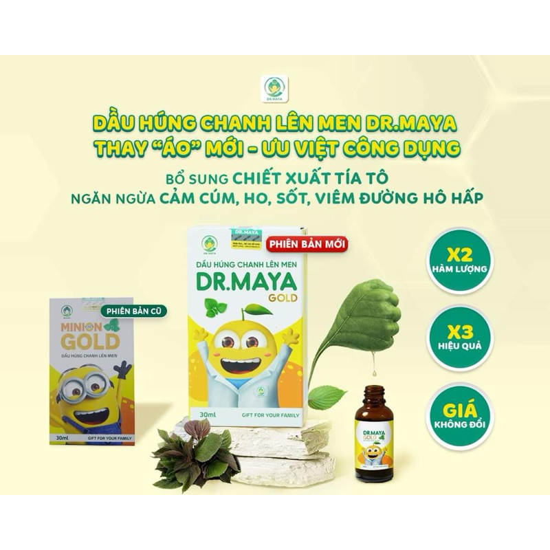 Dầu húng chanh lên men Dr.Maya Gold chai 30ml - Hỗ trợ ho, tăng đề kháng cho bé