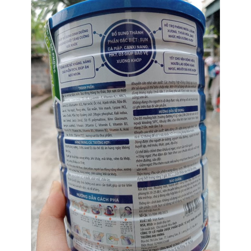 Sữa Hạt Đông Trùng Hạ Thảo Sụn Cá Mập 900g  giúp xương chắc khỏe sụn khớp linh  hoạt  phòng loãng xương