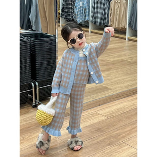 Set len bé 3 chi tiết áo quây+ áo cadigan +quần loe