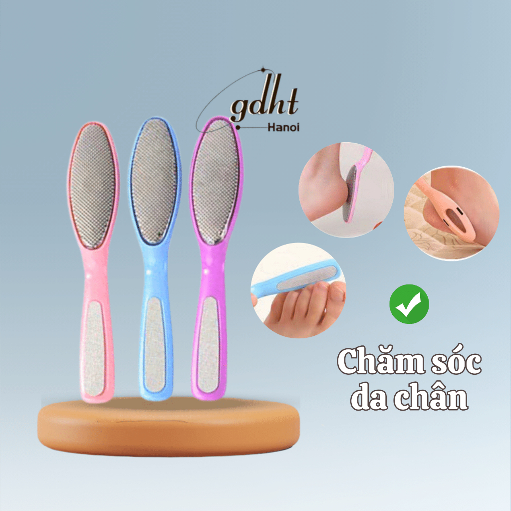 Chà gót chân tẩy da chết cầm tay, chà tế bào chết, dụng cụ mài gót chân kim loại chăm sóc da 2 mặt giá rẻ HUYTUAN3010