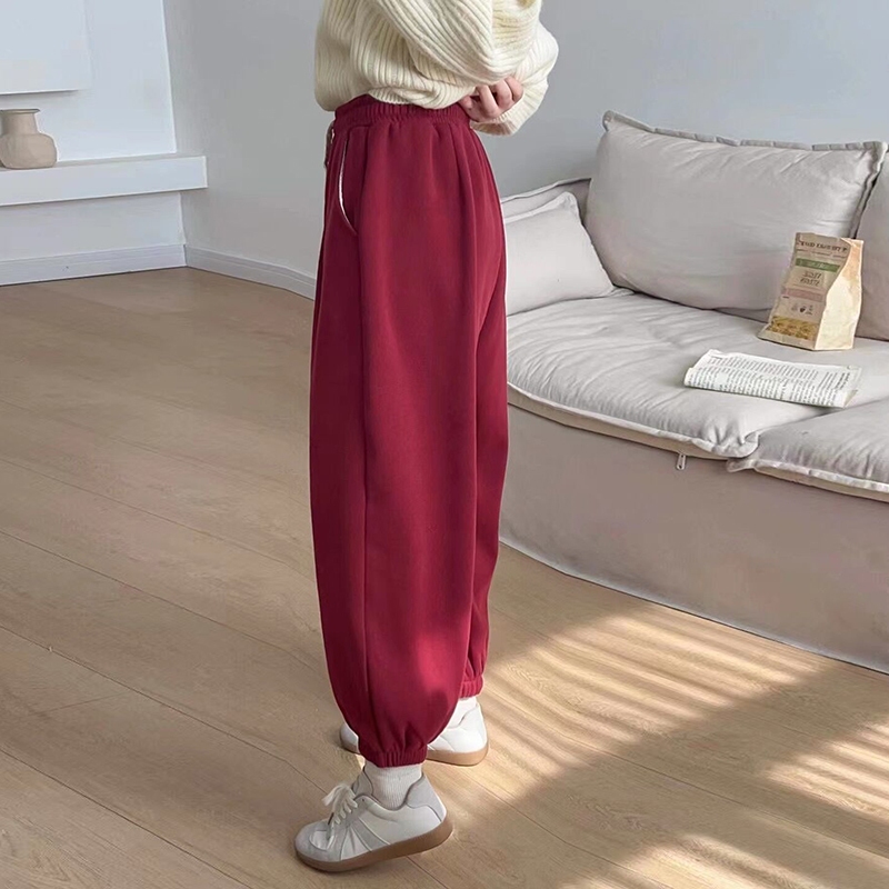 Quần baggy nhung lưng thun dây rút gấu túm hai túi chéo - NU9489