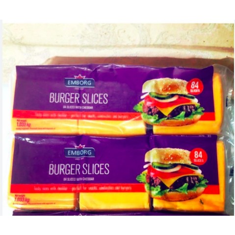 Phomai lát Emborg Slide Burger miếng vuông kẹp bánh mỳ, làm sốt phomai  - gói 1.033kg