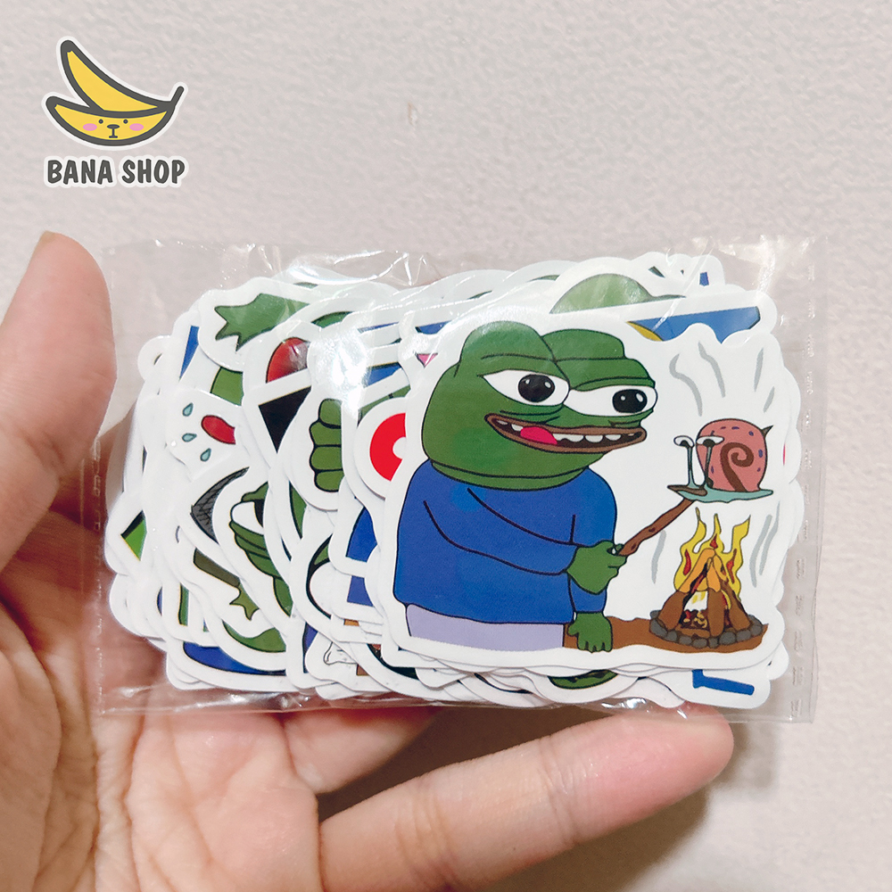 Set 50 sticker ếch xanh Pepe sad frog siêu bựa dành cho vozer
