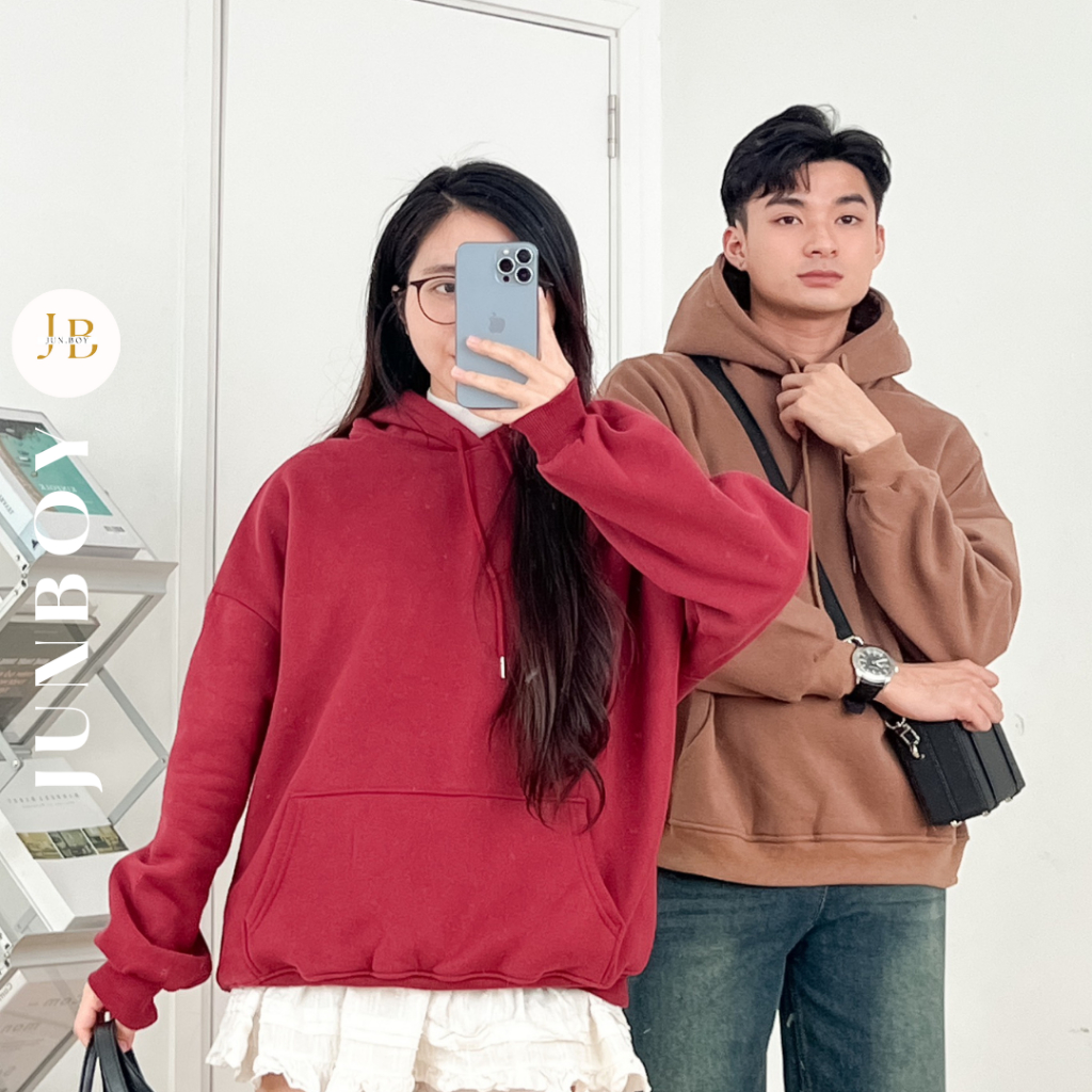 Áo hoodie nỉ Junboy bông trơn Chất nỉ bông dày sụ, form to nam,nữ 3112 P13K4