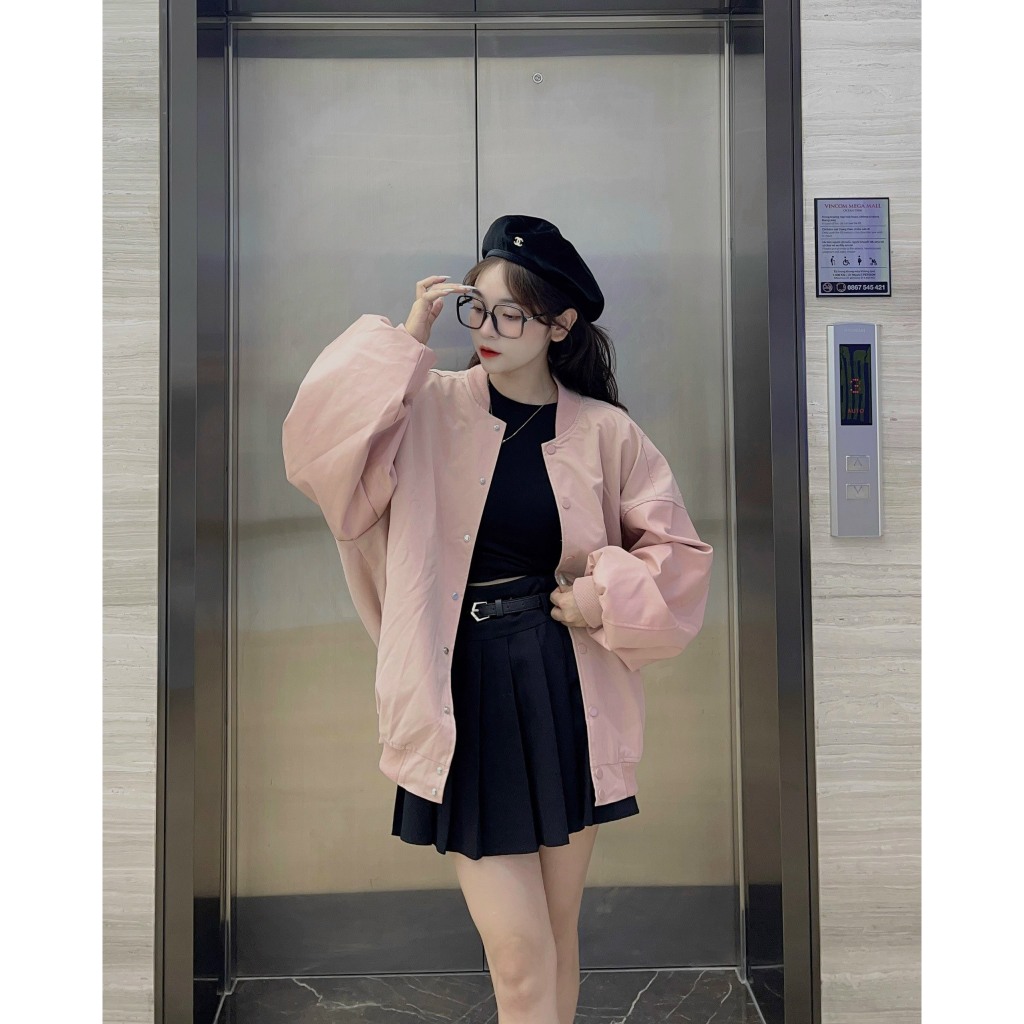 Áo khoác ATOKI bomber trơn phối tay da from rộng trẻ trung 3187 P7K8