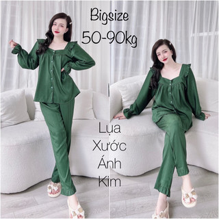 Đồ bộ lụa bigsize cao cấp - hàng chuẩn size, chất mát, xu hướng m1