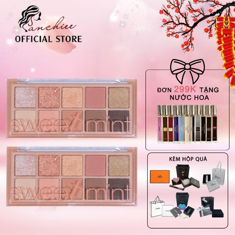 Phấn Mắt 10 Màu SWEET MINT Làm Đẹp Phấn Lấp Lánh Phấn Mắt Mịn Không Thấm Nước Trang Điểm