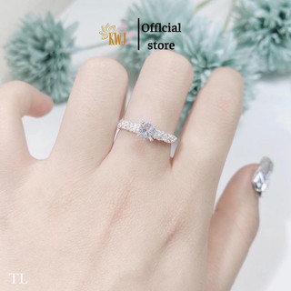 Nhẫn nữ đính đá, nhẫn bạc ta, thân nhẫn xoắn