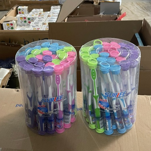 Bàn chải đánh răng, bàn chải Thái SUIREE lông mềm trong ống tròn, cho người lớn và cho bé