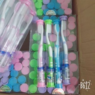 Bàn chải đánh răng, bàn chải Thái SUIREE lông mềm trong ống tròn, cho người lớn và cho bé