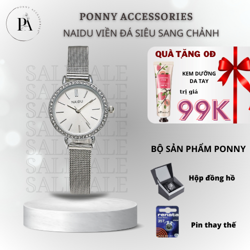 Đồng hồ nữ NAIDU Viền Đá Cấp Chính Hãng Giá Rẻ Chống Nước Đồng hồ xinh xắn cho nàng sang chảnh thêm điệu đà