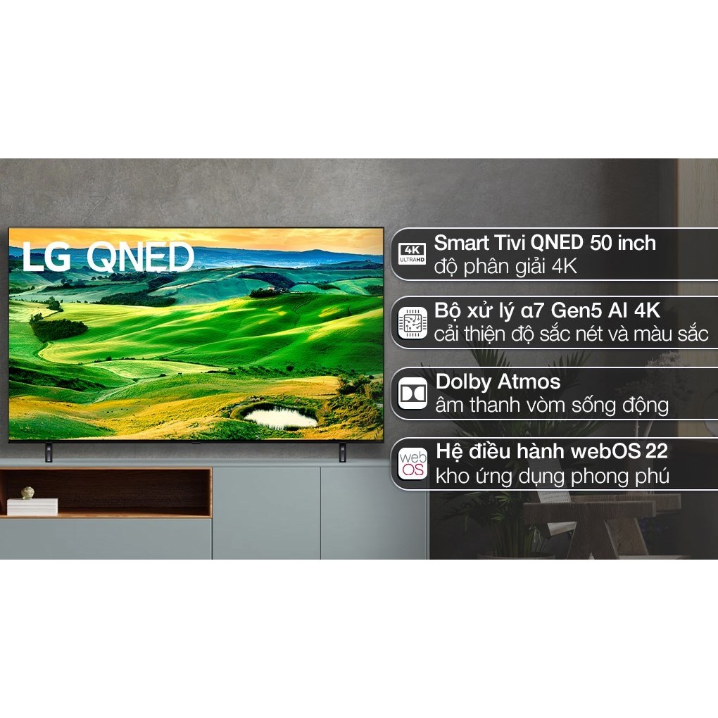 Smart Tivi QNED LG 4K 50 inch 50QNED80SQA 2022 - Sản xuất Indonesia