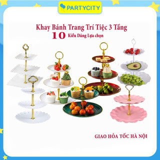 Khay mứt 3 tầng, khay đựng bánh kẹo hoa quả 3 tầng bằng nhựa cao cấp dài 38cm