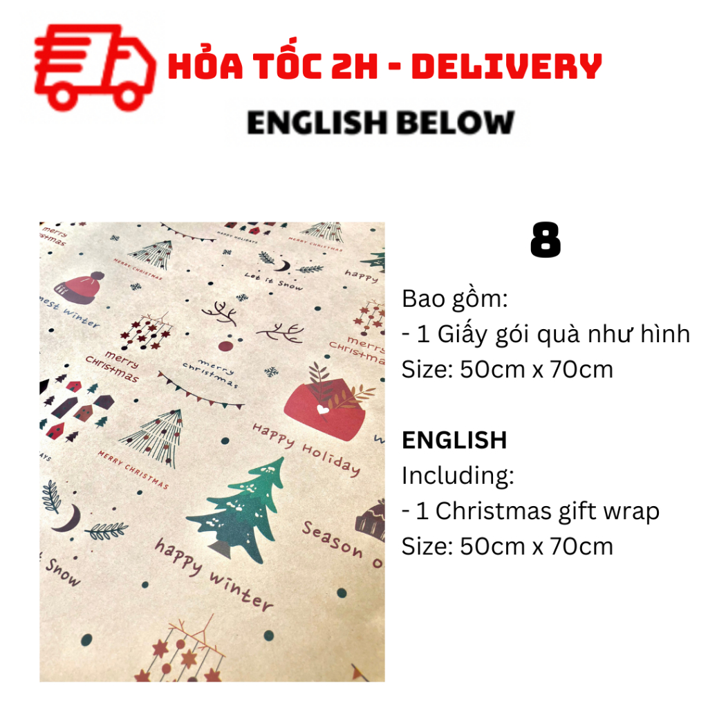 Giấy Gói Quà Giáng Sinh Nhiều Mẫu - Christmas Gift Wrap BBNE61